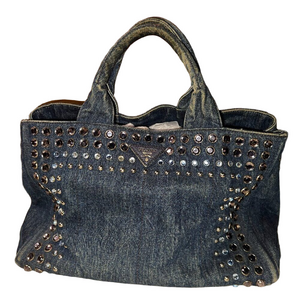 Prada Canapa Denim with Crystal Studs
